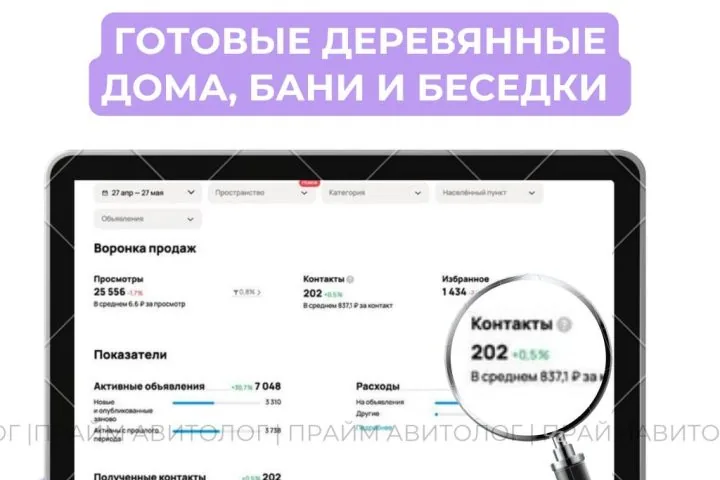 Продвижение деревянных домов на Авито — 837 ₽ за обращение