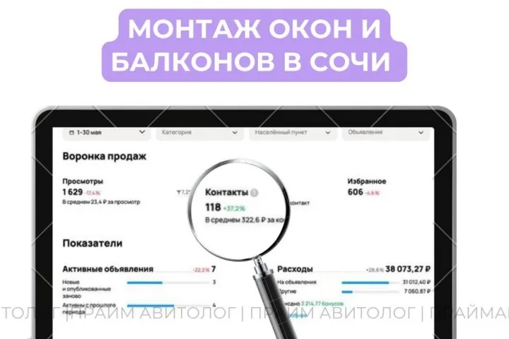 Продвижение монтажа окон на Авито — 323 ₽ за обращение