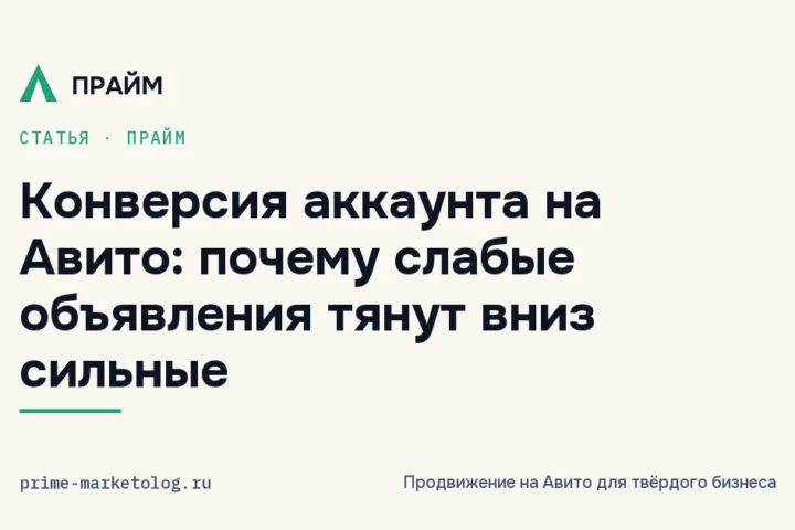 Конверсия аккаунта на Авито: почему слабые объявления тянут вниз сильные
