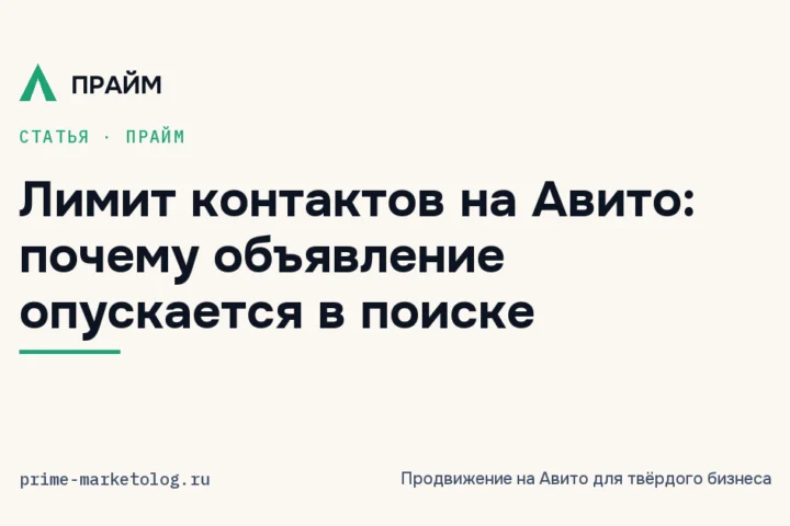 Лимит контактов на Авито простыми словами: что значит «объявление опустится в поиске»